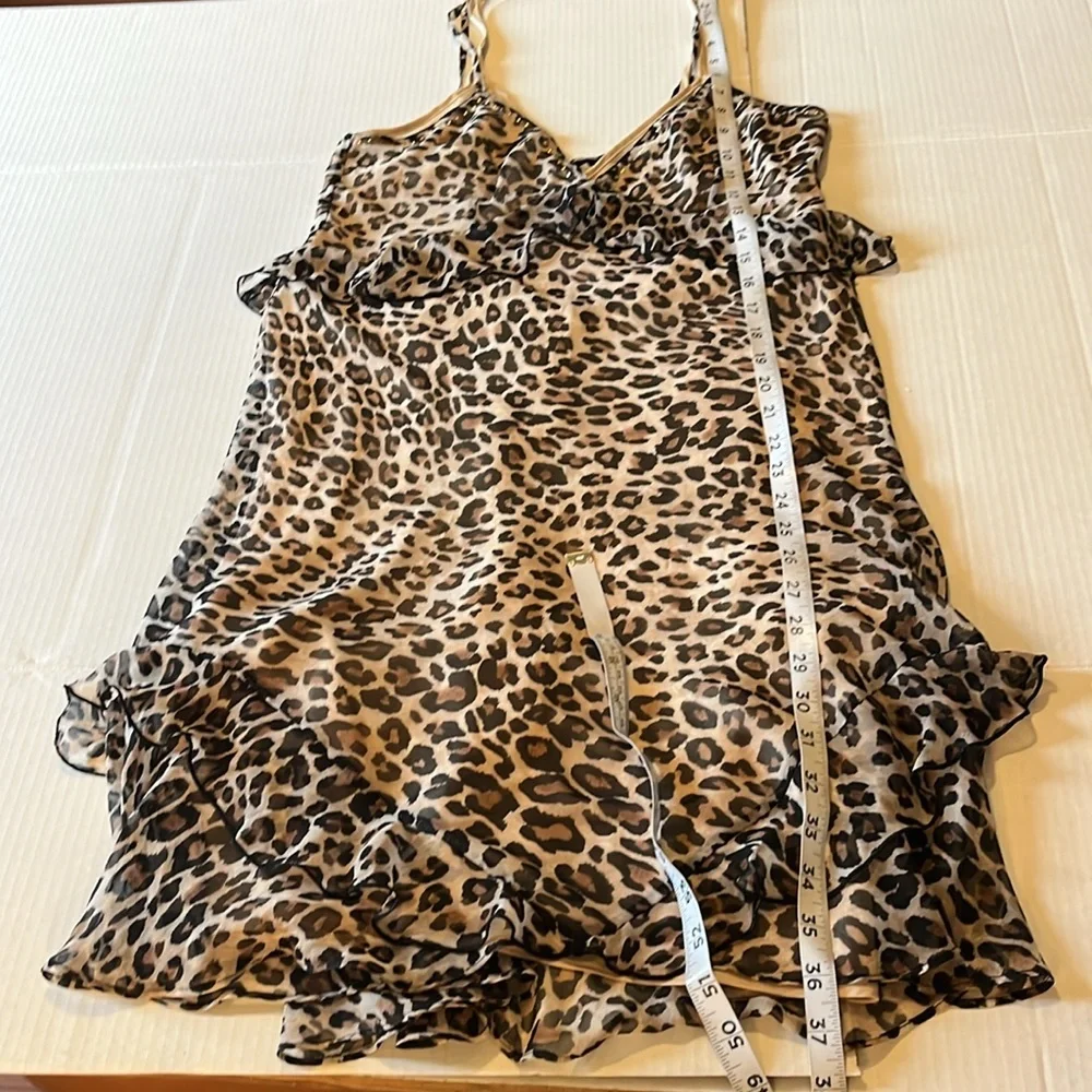 RARE! Y2K-Victoria’s Secret-M-leopard print, chiffon, stud, satin, slip, dress.
